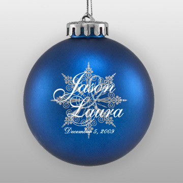 Personalized Wedding Favor Blue Ornament