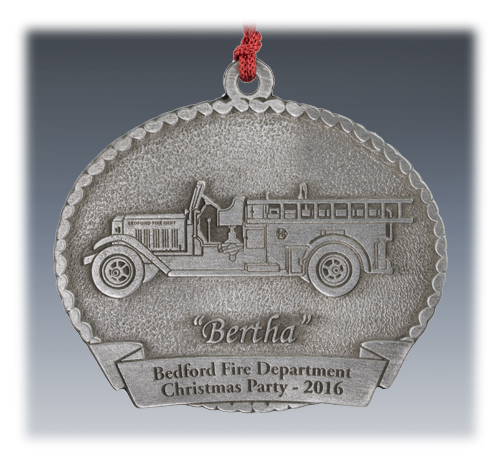 Custom Pewter Fire Truck Ornament