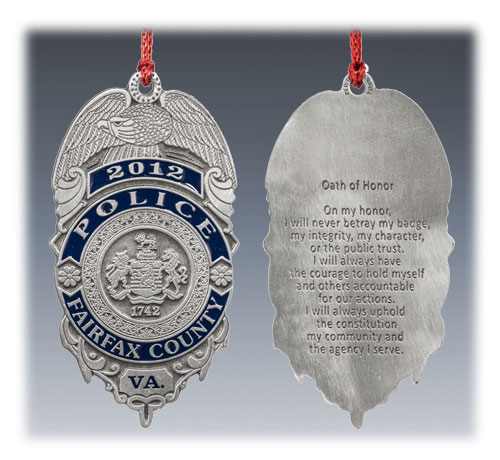 Custom Pewter Police Ornament 1 Color
