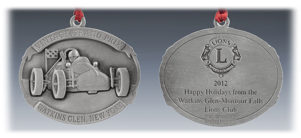 Custom Pewter Racing Club Ornament