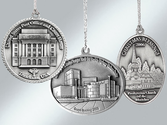 Pewter custom Christmas ornament keepsakes from Howe House Limited Editions