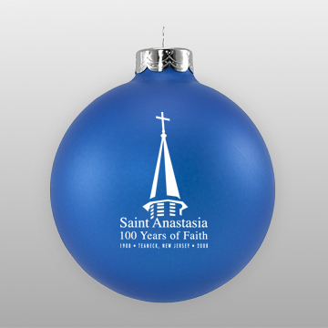 Custom Blue Church Glass Ornament