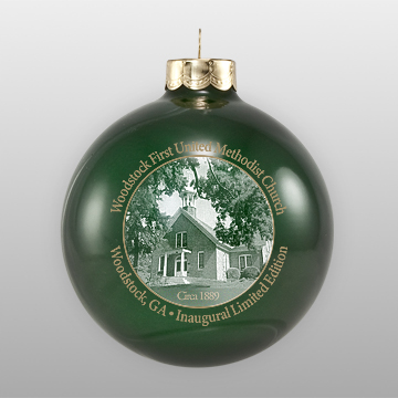 Custom Glass Green Church Ornament