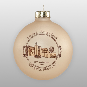 Custom Glass Lutheran Church Sketch Ornament