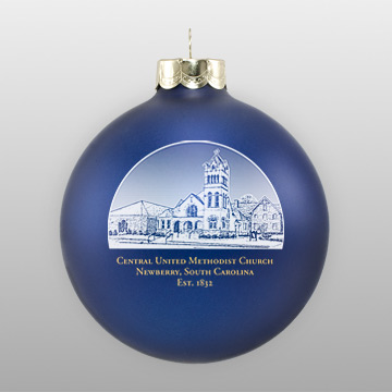 Custom Blue Glass Sketch Ornament