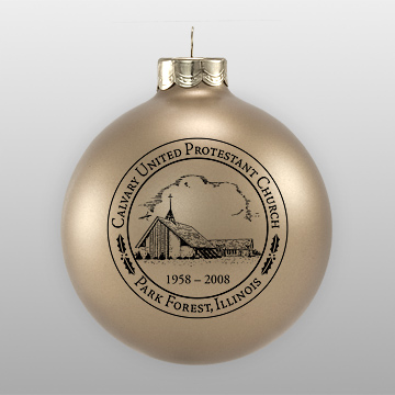 Gold Custom Glass Church Sketch Ornament