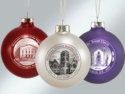 Glass Church Sketch Ornaments