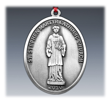 Custom Pewter Catholic Church Ornament