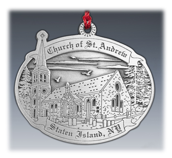 Custom 2D Pewter Church Ornament