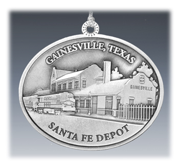 Custom Pewter Landmark Depot Ornament