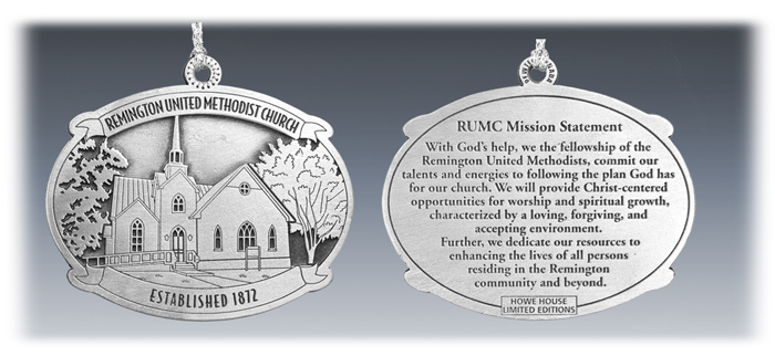 Custom Pewter United Methodist Church Ornament