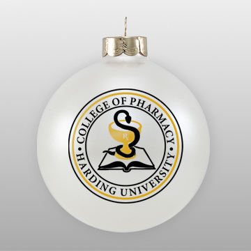 White Custom Glass University Ornament