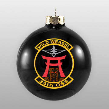 Black Military Custom Glass Ornament