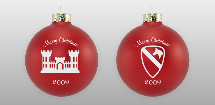 Matte Red Custom Military Glass Ornament